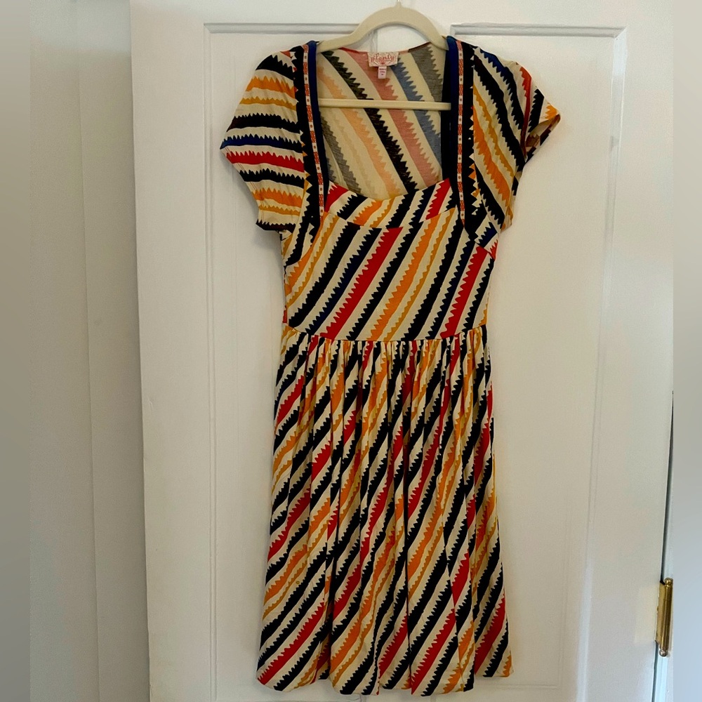 PLENTY BY TRACY REECE RAINBOW MIDI DRESS SIZE MEDIUM
